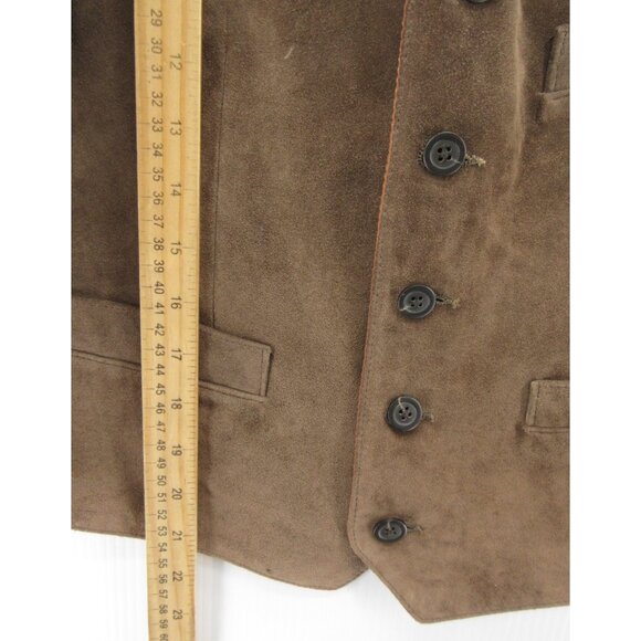 VINTAGE Banana Republic Vest XS Waistcoat Leather Suede Safari 90s * - Picture 5 of 12